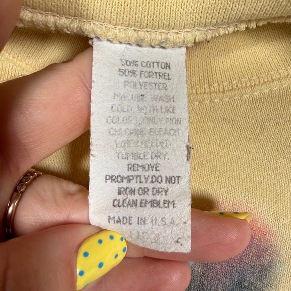 Vintage Nature Sweatshirt Mens XL Yellow Jan Taylor Native American Wolf - Picture 4 of 11